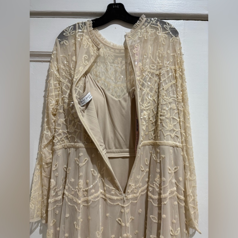 MAC DUGGAL nude sequin three quarter sleeve midi dress - Picture 11 of 11
